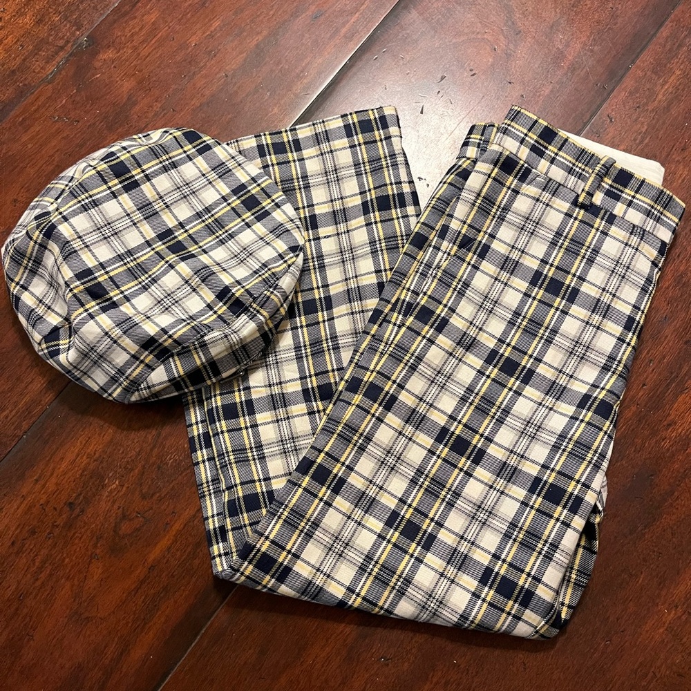 Vintage Janie and Jack Boy Bulldog Heritage Fall 2013 Pants and Cap Size 7
